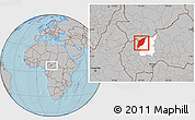 Gray Location Map of Markounda, highlighted parent region, hill shading