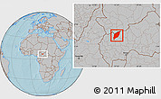 Gray Location Map of Markounda, hill shading