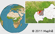 Satellite Location Map of Markounda, highlighted country, highlighted parent region