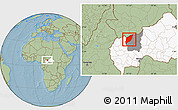 Savanna Style Location Map of Markounda, highlighted country, highlighted parent region, hill shading