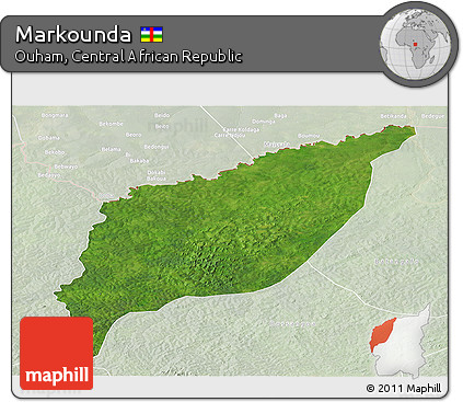 Satellite Panoramic Map of Markounda, lighten