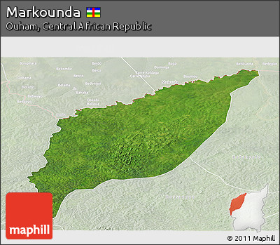 Satellite Panoramic Map of Markounda, lighten