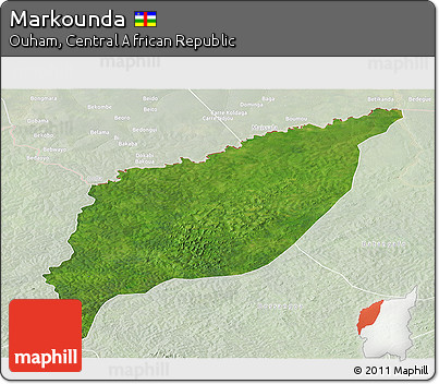 Satellite Panoramic Map of Markounda, lighten