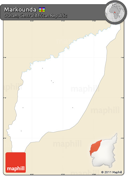 Classic Style Simple Map of Markounda, single color outside