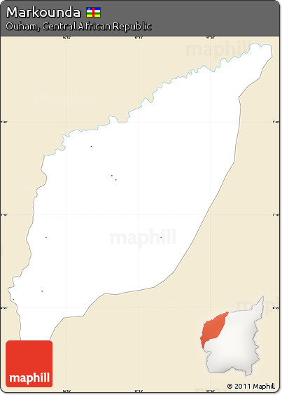 Classic Style Simple Map of Markounda, single color outside