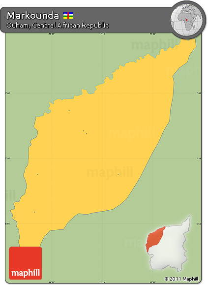 Savanna Style Simple Map of Markounda, single color outside