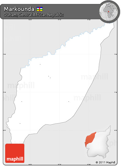 Silver Style Simple Map of Markounda, single color outside