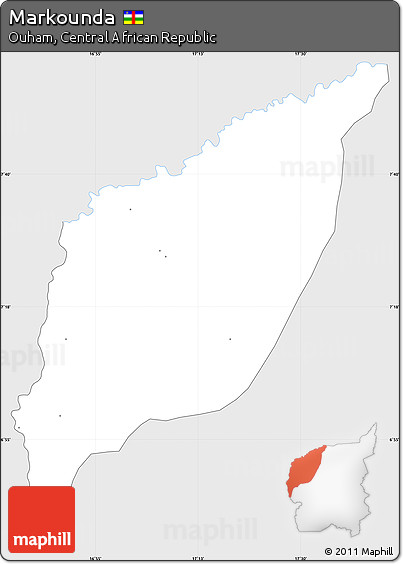 Silver Style Simple Map of Markounda, single color outside