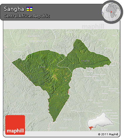 Satellite 3D Map of Sangha, lighten