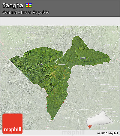 Satellite 3D Map of Sangha, lighten