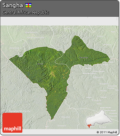 Satellite 3D Map of Sangha, lighten