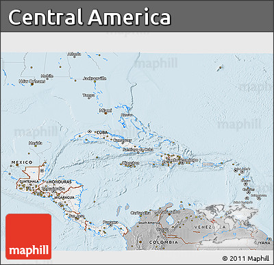 Gray 3D Map of Central America