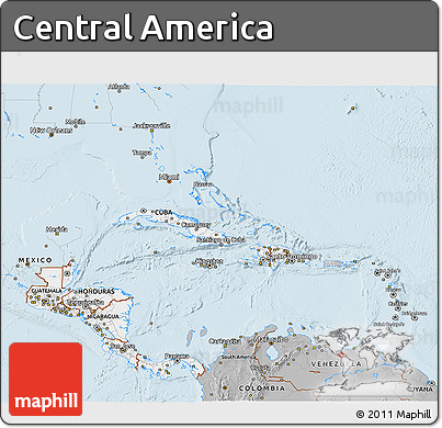 Gray 3D Map of Central America