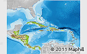 Physical 3D Map of Central America, lighten, desaturated, land only