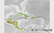 Physical 3D Map of Central America, lighten, desaturated