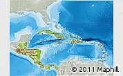 Physical 3D Map of Central America, lighten, semi-desaturated, land only