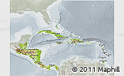 Physical 3D Map of Central America, lighten, semi-desaturated