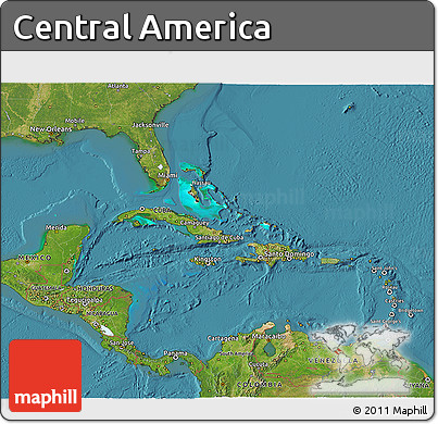 Satellite 3D Map of Central America