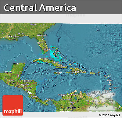 Satellite 3D Map of Central America