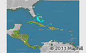 Satellite 3D Map of Central America, lighten, desaturated, land only