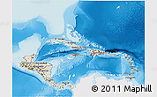 Shaded Relief 3D Map of Central America, single color outside