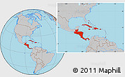 Gray Location Map of Central America