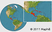 Satellite Location Map of Central America