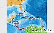 Flag Map of Central America, political shades outside