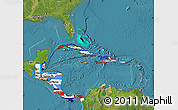 Flag Map of Central America, satellite outside