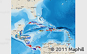 Flag Map of Central America, shaded relief outside