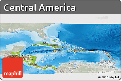 Physical Panoramic Map of Central America, lighten, semi-desaturated, land only