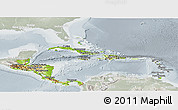 Physical Panoramic Map of Central America, lighten, semi-desaturated
