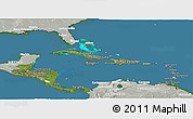 Satellite Panoramic Map of Central America, lighten, semi-desaturated, land only
