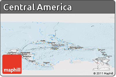 Silver Style Panoramic Map of Central America, single color outside