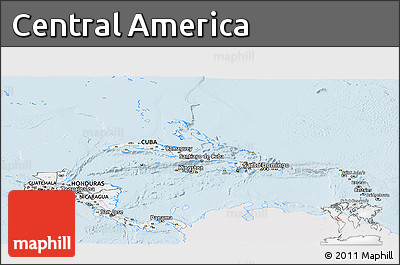 Silver Style Panoramic Map of Central America, single color outside