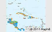 Political Simple Map of Central America, single color outside, borders and labels