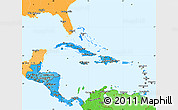 Political Shades Simple Map of Central America