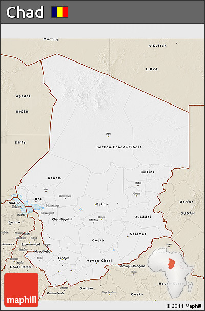 Classic Style 3D Map of Chad