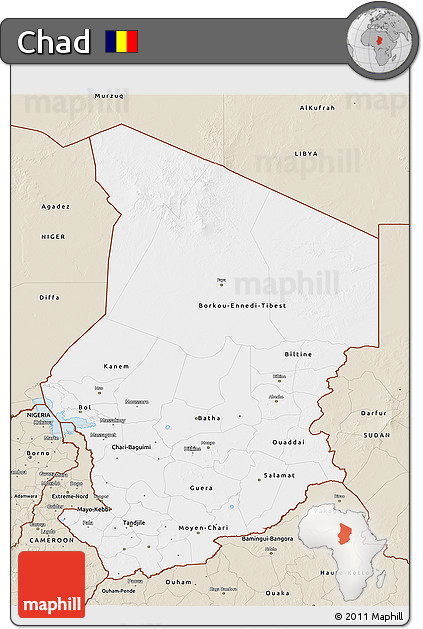 Classic Style 3D Map of Chad