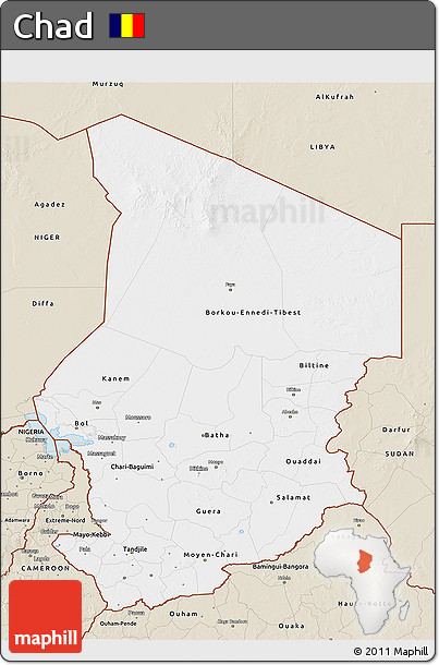 Classic Style 3D Map of Chad
