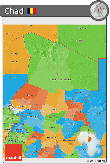 Political 3D Map of Chad