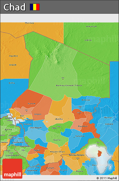 Political 3D Map of Chad