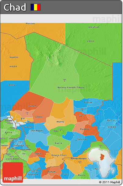 Political 3D Map of Chad