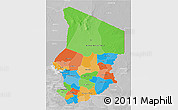 Political 3D Map of Chad, lighten, desaturated