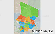 Political 3D Map of Chad, lighten, semi-desaturated