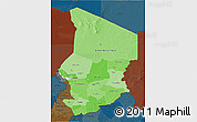Political Shades 3D Map of Chad, darken