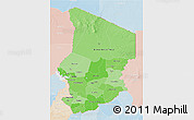 Political Shades 3D Map of Chad, lighten