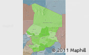 Political Shades 3D Map of Chad, semi-desaturated