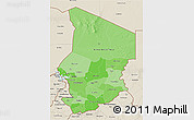 Political Shades 3D Map of Chad, shaded relief outside