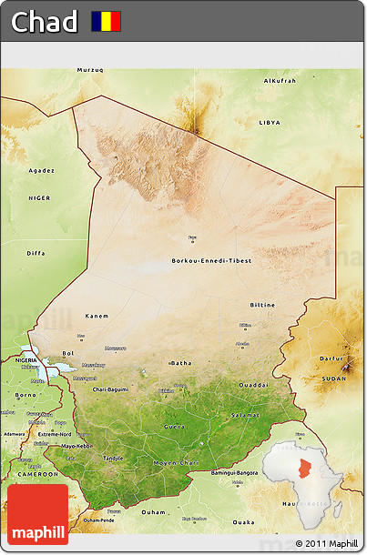Satellite 3D Map of Chad, physical outside